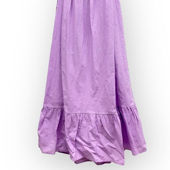 Charlie Holiday Puff Sleeve Backless Cotton/Linen Paris Maxi Dress Lilac size 4 - Picture 5 of 10